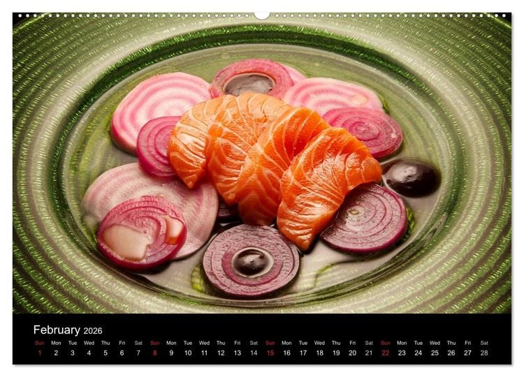Produktbild: Delicious - Gourmet Food Calendar 2026 / UK-Version (High Quality Premium Wall Calendar 2026 DIN A2 landscape),CALVENDO 12 Month Wall Calendar