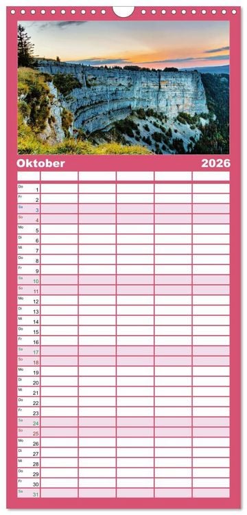 Produktbild: Familienplaner 2026 - WANDERN &uuml;ber Stock und Stein in der Schweiz mit 5 Spalten (Wandkalender, 21 x 45 cm) CALVENDO
