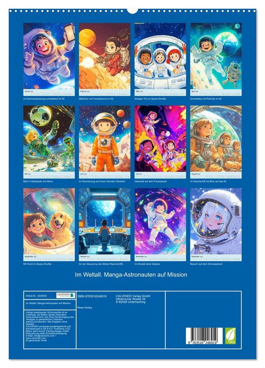 Produktbild: Im Weltall. Manga-Astronauten auf Mission (hochwertiger Premium Wandkalender 2026 DIN A2 hoch), Kunstdruck in Hochglanz