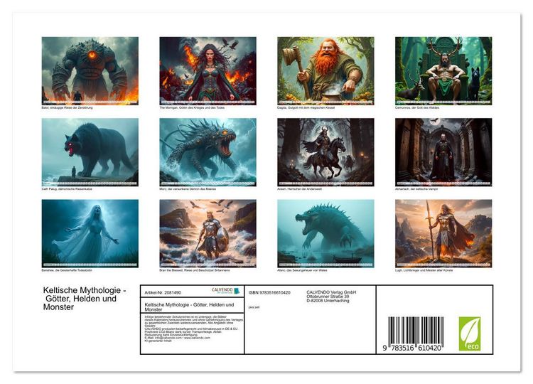 Produktbild: Keltische Mythologie - G&ouml;tter, Helden und Monster (Wandkalender 2026 DIN A4 quer), CALVENDO Monatskalender