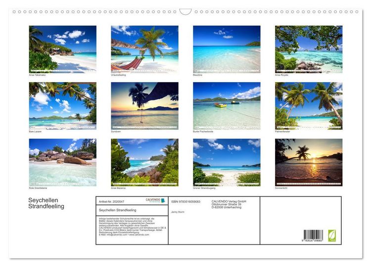 Produktbild: Seychellen Strandfeeling (Wandkalender 2026 DIN A2 quer), CALVENDO Monatskalender