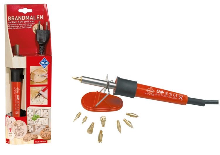 Produktbild: Brandmalkolben mit 9 Aufs&auml;tzen Euro Stecker 230V/30W