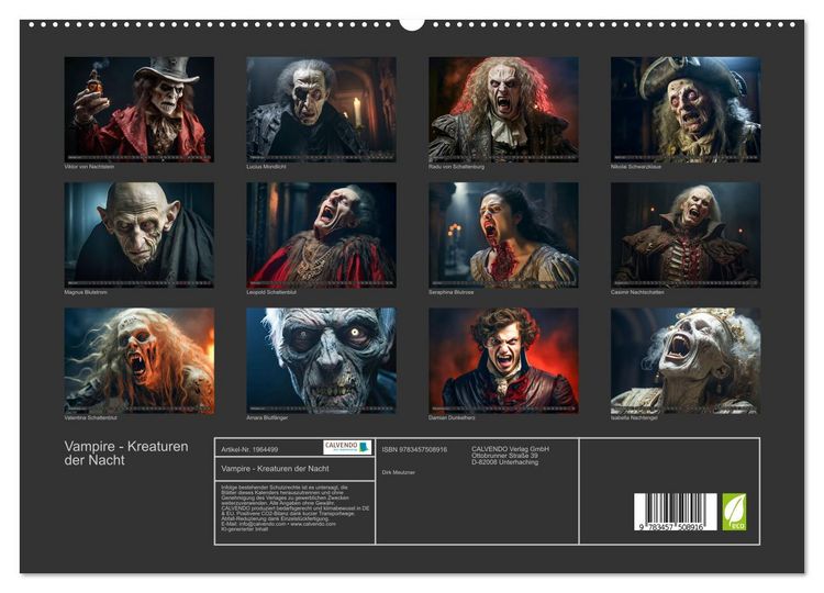 Produktbild: Vampire - Kreaturen der Nacht (hochwertiger Premium Wandkalender 2026 DIN A2 quer), Kunstdruck in Hochglanz
