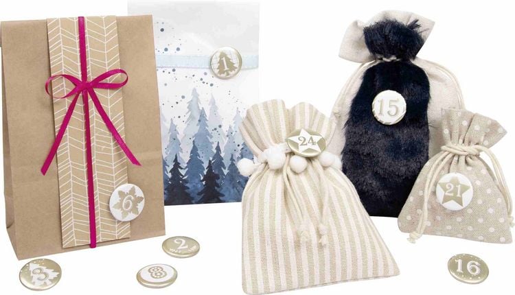 Produktbild: Folia Adventskalender Buttons PERLMUTT 24er Set