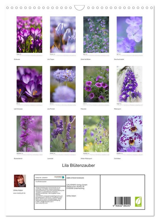 Produktbild: Lila Bl&uuml;tenzauber (Wandkalender 2026 DIN A3 hoch), CALVENDO Monatskalender