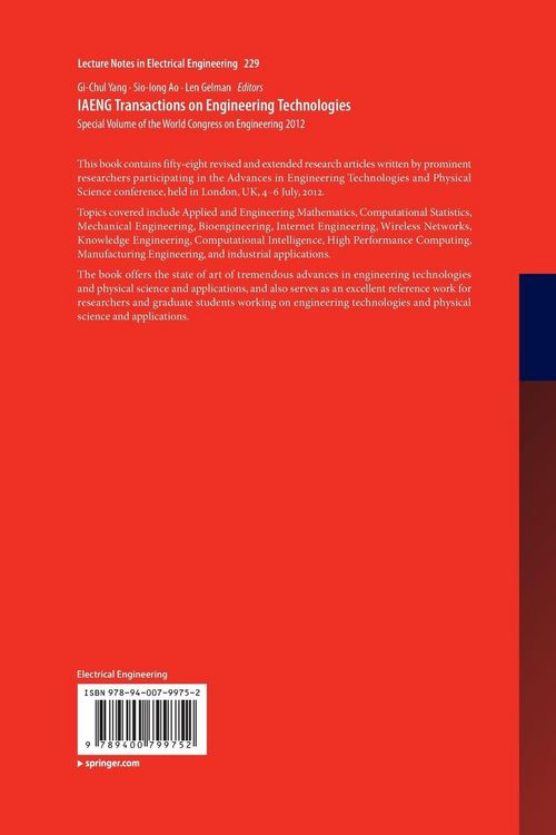 Produktbild: IAENG Transactions on Engineering Technologies