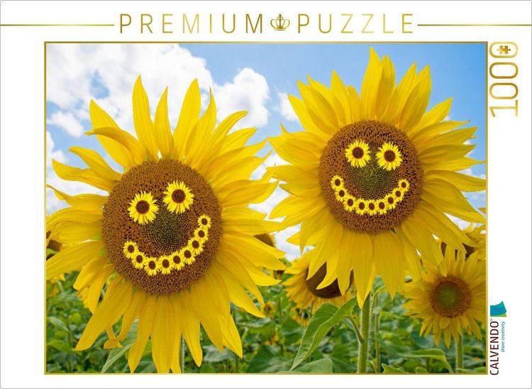 Produktbild: CALVENDO Puzzle Zwei fr&ouml;hliche Sonnenblumen | 1000 Teile Lege-Gr&ouml;&szlig;e 64x48cm Foto-Puzzle f&uuml;r gl&uuml;ckliche Stunden