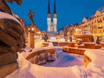 Produktbild: CALVENDO Puzzle Halle-Saale im Winter | 1000 Teile Lege-Gr&ouml;&szlig;e 64x48cm Foto-Puzzle f&uuml;r gl&uuml;ckliche Stunden