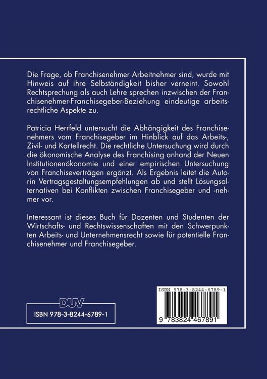 Produktbild: Die Abh&auml;ngigkeit des Franchisenehmers