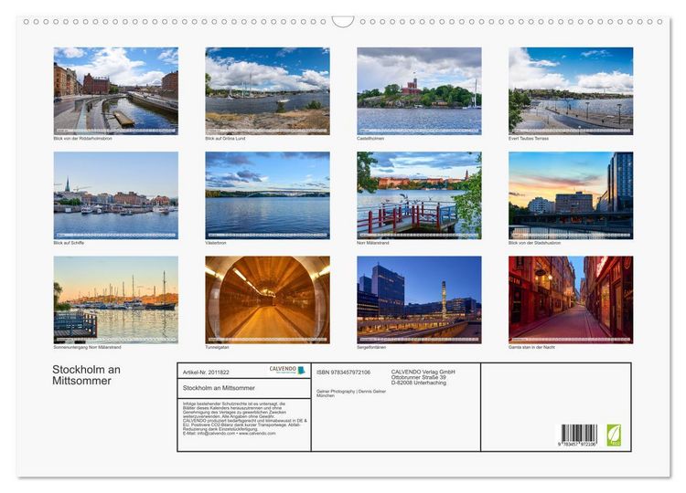 Produktbild: Stockholm an Mittsommer (Wandkalender 2026 DIN A2 quer), CALVENDO Monatskalender