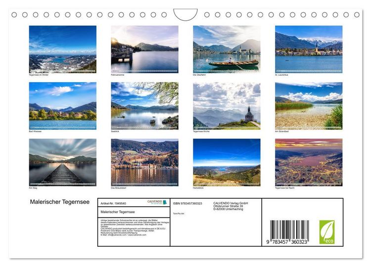 Produktbild: Malerischer Tegernsee (Wandkalender 2026 DIN A4 quer), CALVENDO Monatskalender