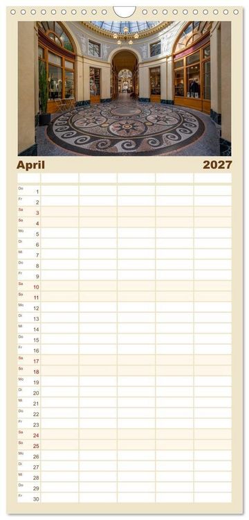 Produktbild: Familienplaner 2027 - Verborgene Passagen von Paris mit 5 Spalten (Wandkalender, 21 x 45 cm) CALVENDO