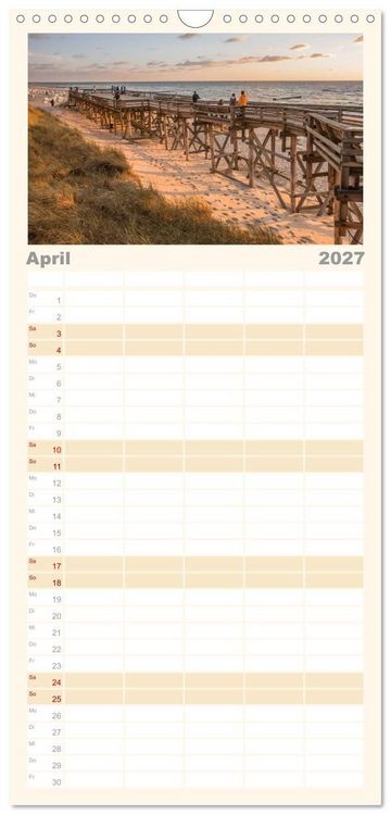 Produktbild: Familienplaner 2027 - Nordsee Insel Sylt mit 5 Spalten (Wandkalender, 21 x 45 cm) CALVENDO