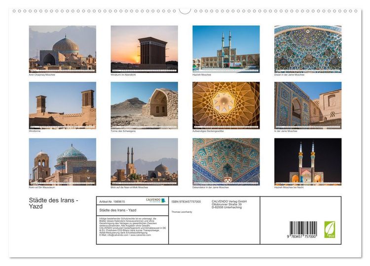 Produktbild: St&auml;dte des Irans - Yazd (hochwertiger Premium Wandkalender 2026 DIN A2 quer), Kunstdruck in Hochglanz