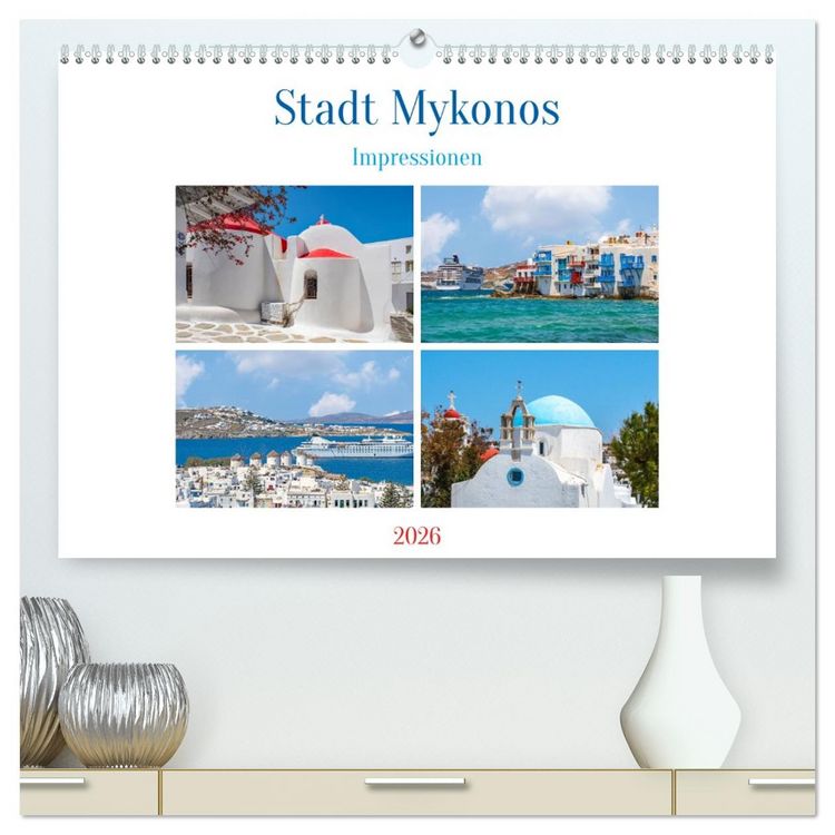 Produktbild: Stadt Mykonos - Impressionen (hochwertiger Premium Wandkalender 2026 DIN A2 quer), Kunstdruck in Hochglanz