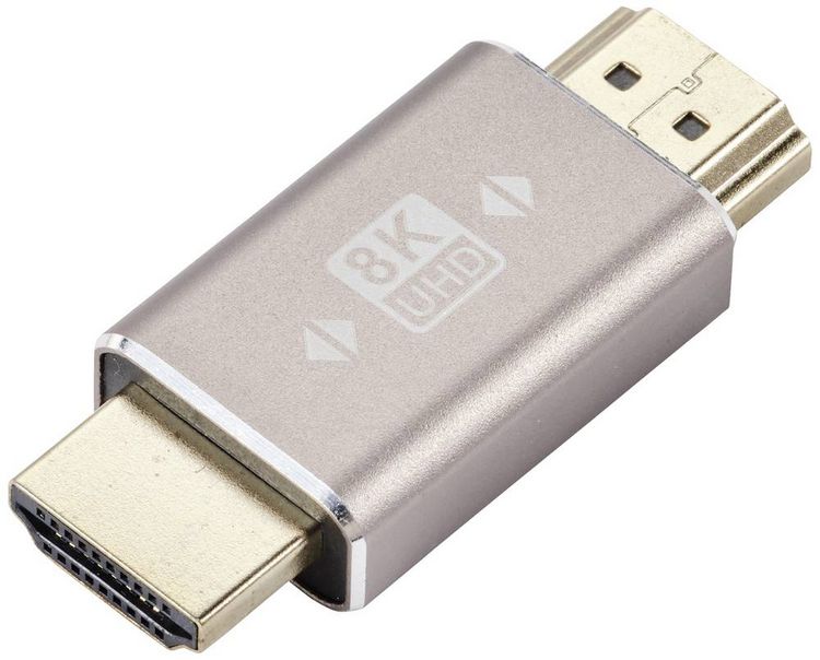 Produktbild: SpeaKa Professional SP-11301996 HDMI Adapter [1x HDMI-Stecker - 1x HDMI-Stecker] Grau UHD 8K @ 60 Hz, UHD 4K @ 120 Hz Stecker 180&deg; gedreht