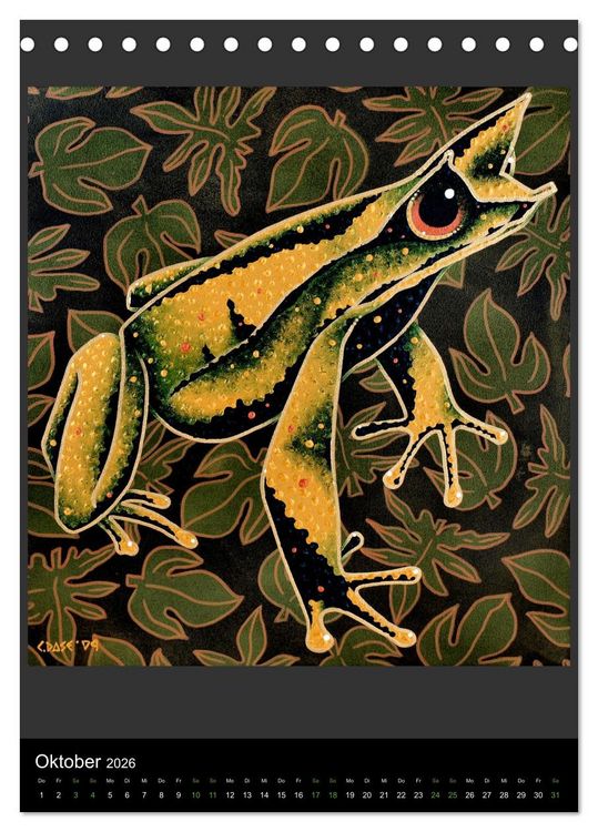 Produktbild: Acrylic paintings - Pfeilgiftfr&ouml;sche und Cham&auml;leons (Tischkalender 2026 DIN A5 hoch), CALVENDO Monatskalender