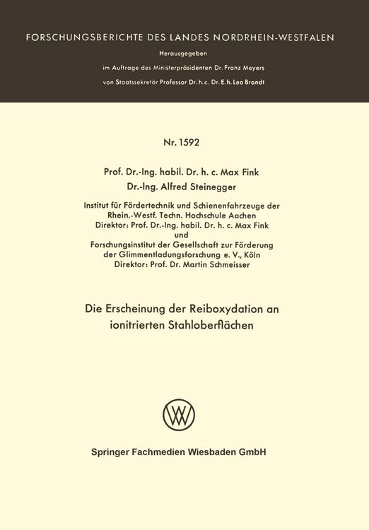Produktbild: Die Erscheinung der Reiboxydation an ionitrierten Stahloberfl&auml;chen