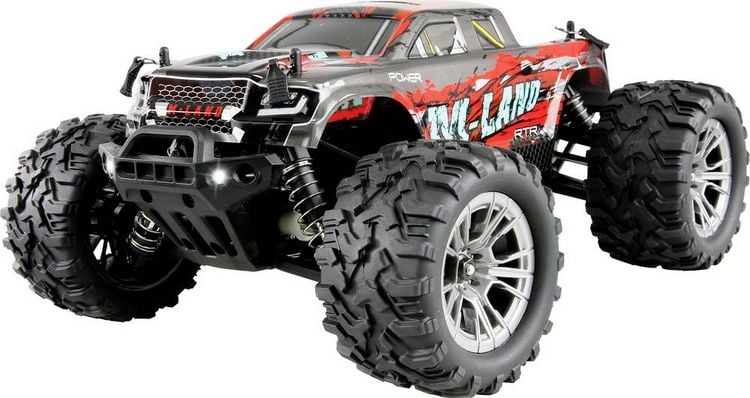 Produktbild: Amewi M-Land Rot Brushed 1:16 RC Einsteiger Modellauto Elektro Monstertruck Allradantrieb (4WD) RtR 2,4 GHz