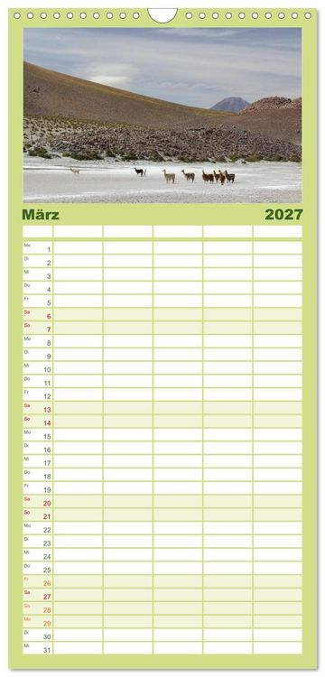 Produktbild: Familienplaner 2027 - Magie dieses S&uuml;damerikanischen Landes, Chile mit 5 Spalten (Wandkalender, 21 x 45 cm) CALVENDO