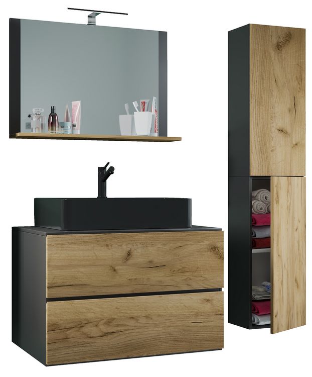 Produktbild: 4-tlg Waschtisch Badm&ouml;bel Lendas 80 cm L Schublade
