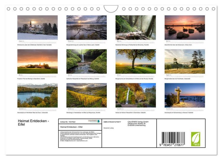 Produktbild: Heimat Entdecken - Eifel (Wandkalender 2026 DIN A4 quer), CALVENDO Monatskalender
