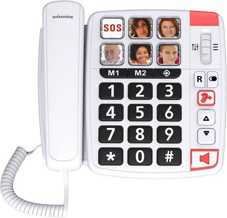 Produktbild: SwissVoice Xtra 1110 Schnurgebundenes Seniorentelefon Foto-Tasten, Freisprechen, inkl. Notrufsender, Wahlwiederholung Wei&szlig;