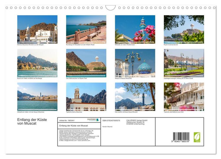 Produktbild: Entlang der K&uuml;ste von Muscat (Wandkalender 2026 DIN A3 quer), CALVENDO Monatskalender