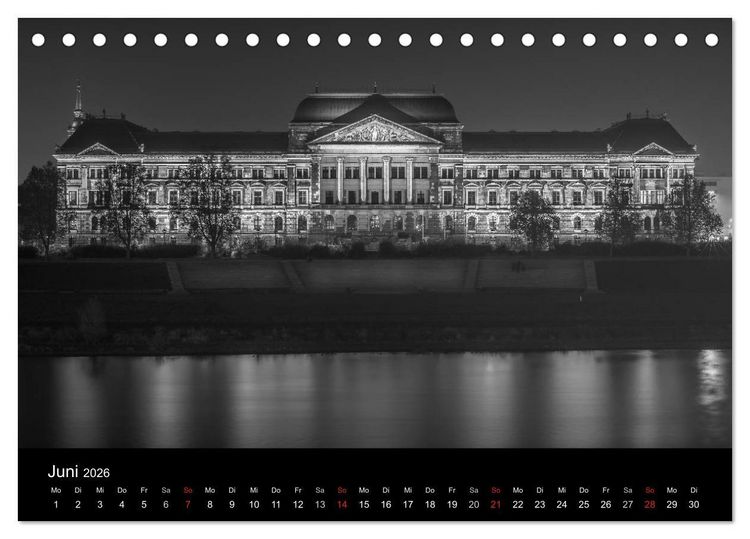 Produktbild: Dresden - Elbflorenz bei Nacht (Tischkalender 2026 DIN A5 quer), CALVENDO Monatskalender