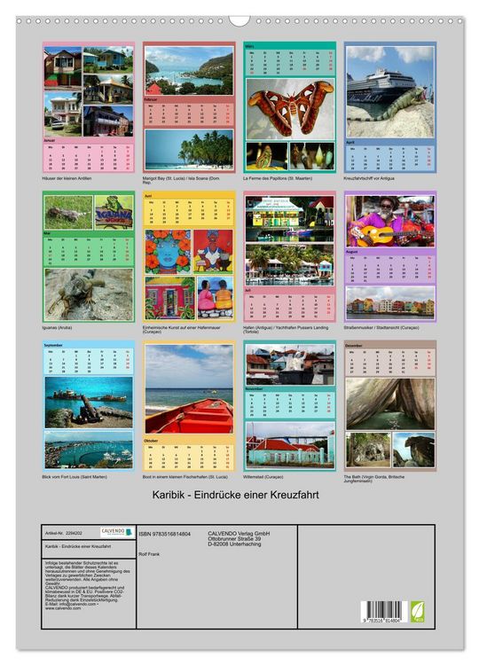 Produktbild: Karibik - Eindr&uuml;cke einer Kreuzfahrt (Wandkalender 2027 DIN A2 hoch), CALVENDO Monatskalender