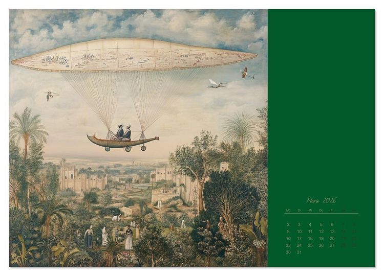 Produktbild: Mit KI durch die Epochen und L&uuml;fte (Wandkalender 2026 DIN A3 quer), CALVENDO Monatskalender