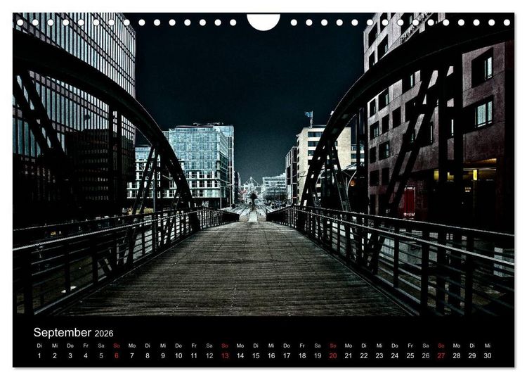 Produktbild: hamburg - night views (Wandkalender 2026 DIN A4 quer), CALVENDO Monatskalender