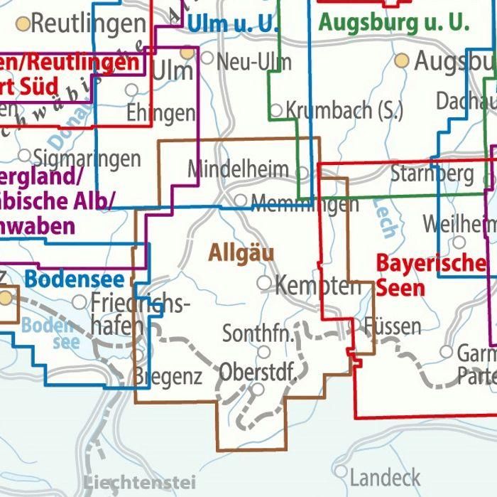 Produktbild: ADFC-Regionalkarte Allg&auml;u 1:75.000, mit Tagestourenvorschl&auml;gen, rei&szlig;- und wetterfest, E-Bike-geeignet, GPS-Tracks-Download