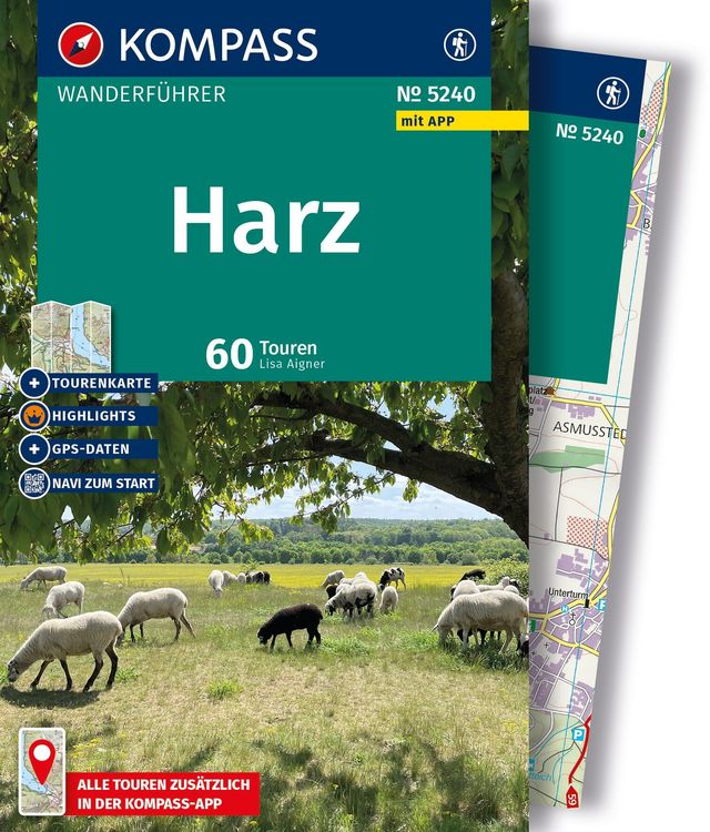 Produktbild: KOMPASS Wanderf&uuml;hrer Harz, 60 Touren mit Extra-Tourenkarte