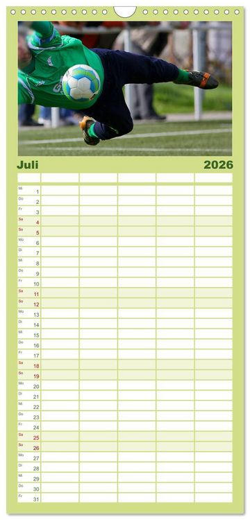 Produktbild: Familienplaner 2026 - Leidenschaft Fu&szlig;ball mit 5 Spalten (Wandkalender, 21 x 45 cm) CALVENDO