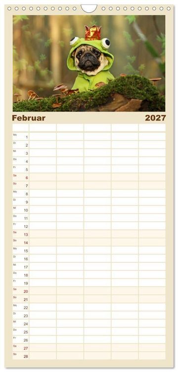 Produktbild: Familienplaner 2027 - Lustige M&ouml;pse aus der Hundeknipserei mit 5 Spalten (Wandkalender, 21 x 45 cm) CALVENDO
