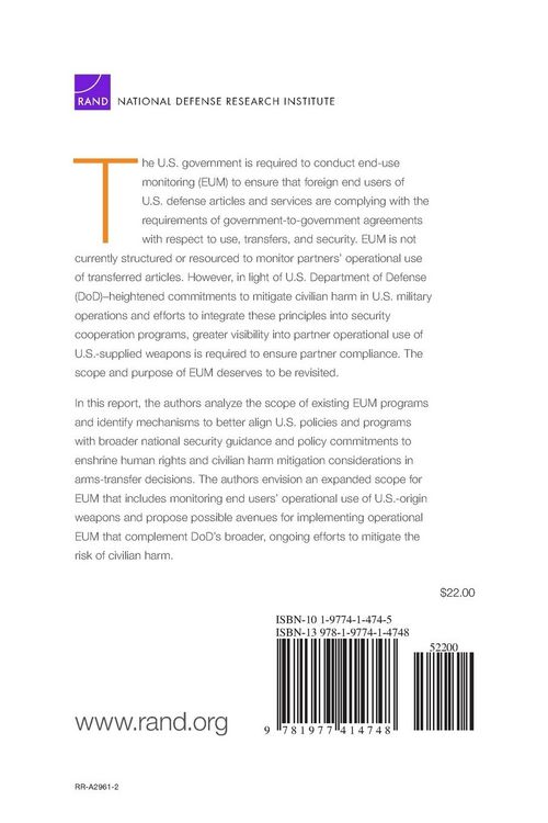 Produktbild: Expanding the Scope of End-Use Monitoring Policies to Address Operational Use of U.S.-Origin Weapons