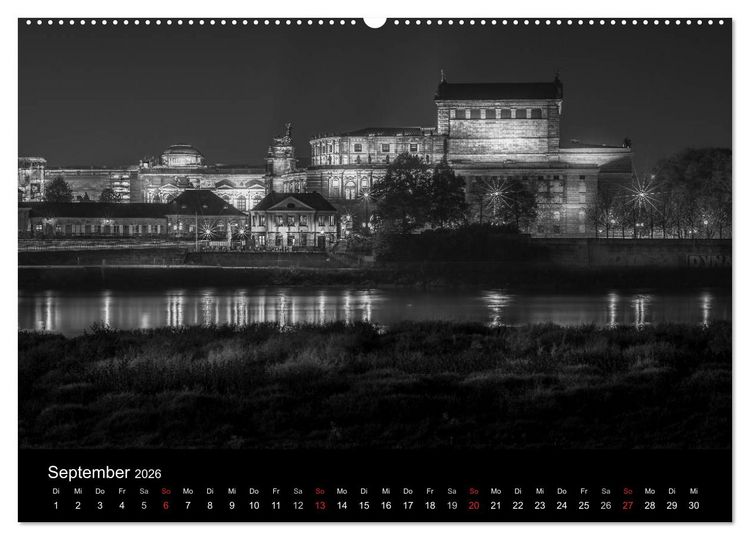 Produktbild: Dresden - Elbflorenz bei Nacht (hochwertiger Premium Wandkalender 2026 DIN A2 quer), Kunstdruck in Hochglanz