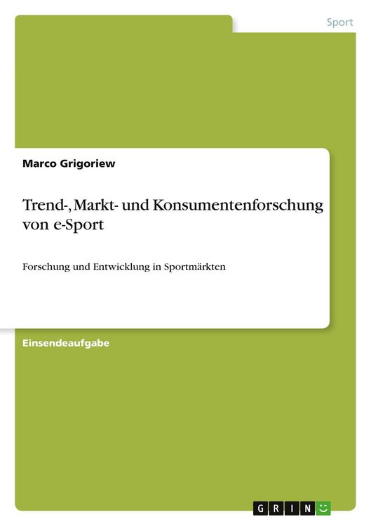 Produktbild: Trend-, Markt- und Konsumentenforschung von e-Sport