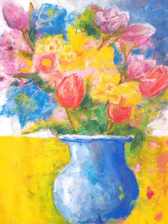 Produktbild: CALVENDO Puzzle Bunter Blumenstrau&szlig; mit Gouache und Pastellkreide | 1000 Teile Lege-Gr&ouml;&szlig;e 64x48cm Foto-Puzzle f&uuml;r gl&uuml;ckliche Stunden