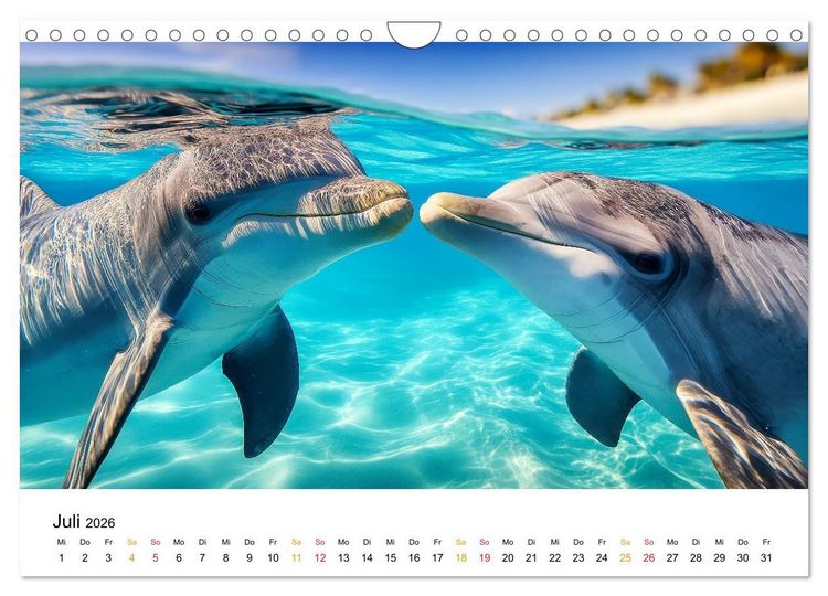 Produktbild: Delfine - Wellen K&uuml;nstler (Wandkalender 2026 DIN A4 quer), CALVENDO Monatskalender