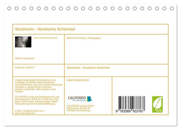 Produktbild: Stockholm - Nordische Sch&ouml;nheit (Tischkalender 2027 DIN A5 quer), CALVENDO Monatskalender