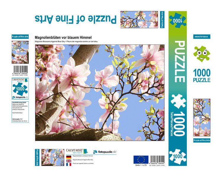 Produktbild: CALVENDO Puzzle Magnolienbl&uuml;ten vor blauem Himmel | 1000 Teile Lege-Gr&ouml;&szlig;e 64x48cm Foto-Puzzle f&uuml;r gl&uuml;ckliche Stunden