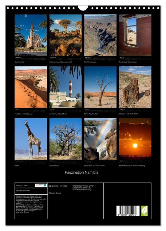 Produktbild: Faszination Namibia (Wandkalender 2026 DIN A3 hoch), CALVENDO Monatskalender