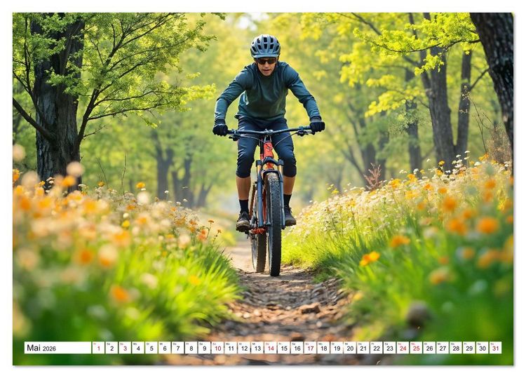 Produktbild: Elemental Ride. Mountainbike-Action durch Schnee, Matsch, Sonne und Laub (Tischkalender 2026 DIN A5 quer), CALVENDO Monatskalender