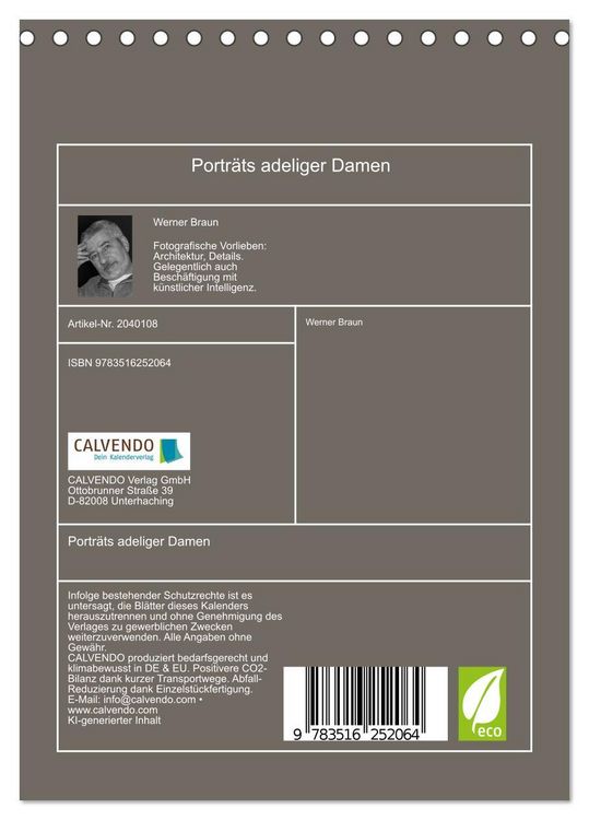 Produktbild: Portr&auml;ts adeliger Damen (Tischkalender 2026 DIN A5 hoch), CALVENDO Monatskalender