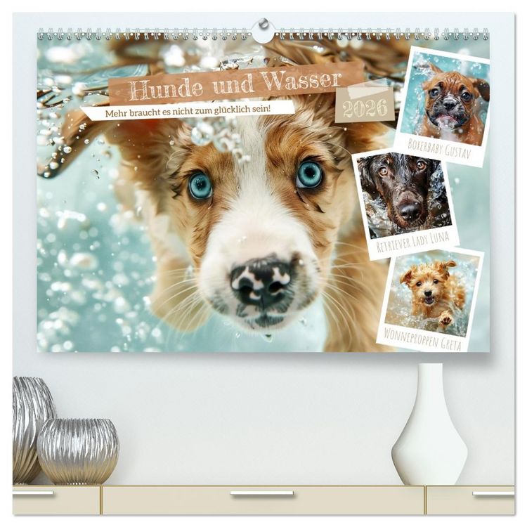 Produktbild: Hunde und Wasser (hochwertiger Premium Wandkalender 2026 DIN A2 quer), Kunstdruck in Hochglanz