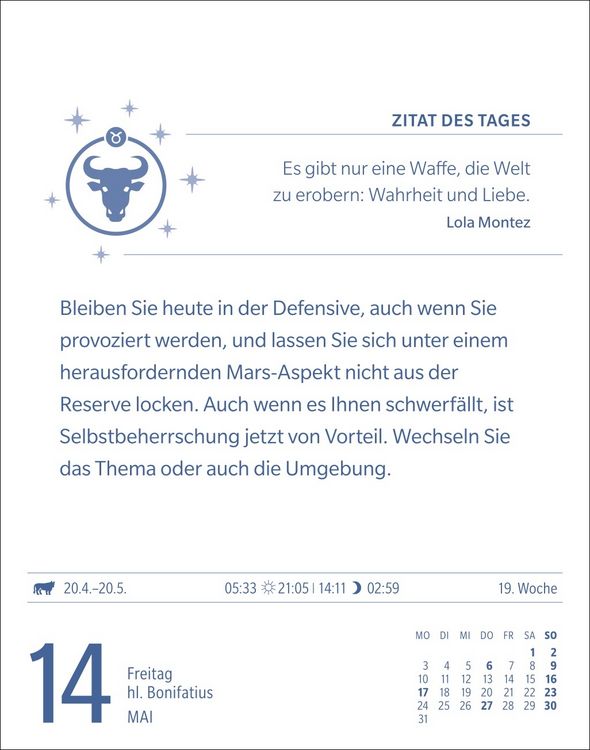 Produktbild: Stier Sternzeichenkalender 2027 - Tagesabrei&szlig;kalender - Ihr Horoskop f&uuml;r jeden Tag