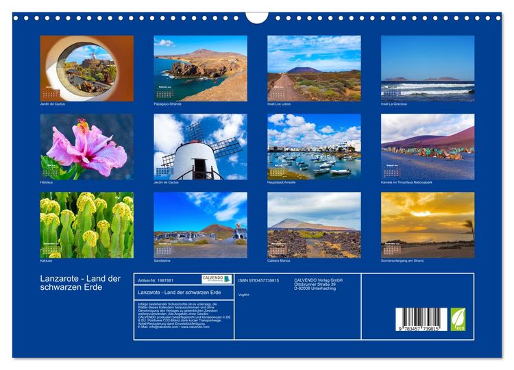 Produktbild: Lanzarote - Land der schwarzen Erde (Wandkalender 2026 DIN A3 quer), CALVENDO Monatskalender