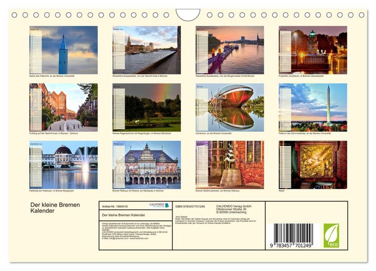 Produktbild: Der kleine Bremen Kalender (Wandkalender 2026 DIN A4 quer), CALVENDO Monatskalender